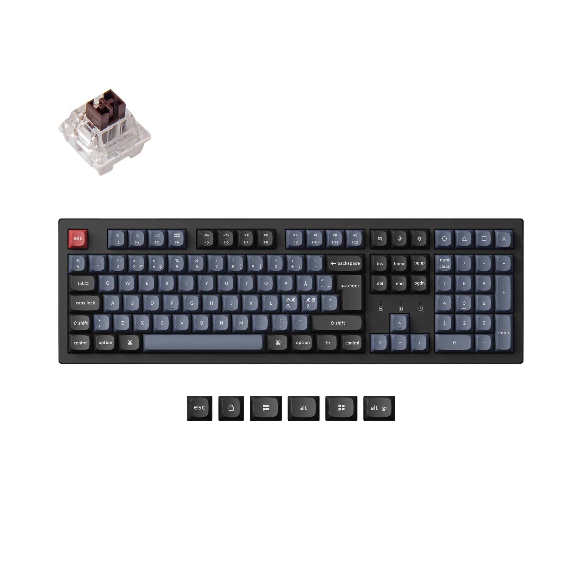 Keychron K10 Pro QMK VIA custom mechanical keyboard 100 percent layout PBT Keycaps hot-swappable Keychron K Pro switch brown ISO Nordic layout