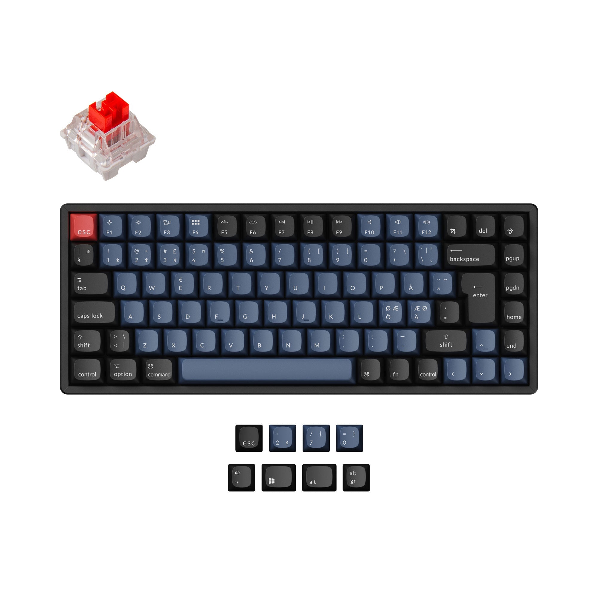 Keychron K2 Pro QMK VIA custom mechanical keyboard 75 percent layout Mac Windows Linux hot-swappable Keychron K Pro switch red ISO Nordic layout