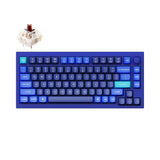 Keychron Q1 QMK VIA custom mechanical keyboard 75 percent layout full aluminum blue frame B knob for Mac Windows iOS RGB backlight with hot swappable Gateron G Pro switch brown