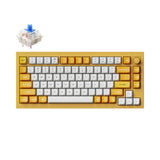 Keychron Q1 QMK VIA custom mechanical keyboard 75 percent layout full aluminum knob version Mac Windows RGB backlight hot swappable orange yellow Gateron G Pro blue switch