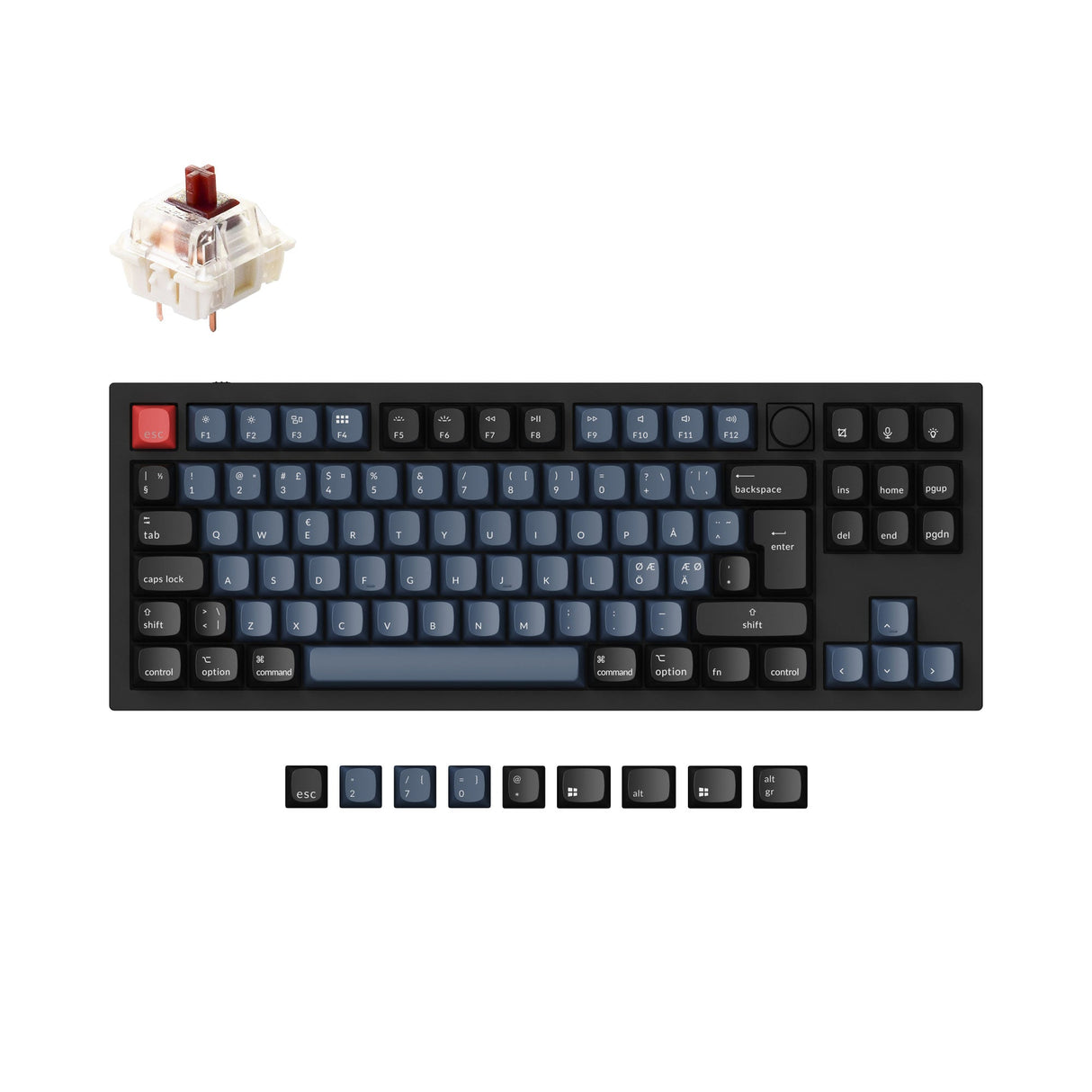 Keychron Q3 QMK VIA Custom Mechanical Keyboard Tenkeyless Full Aluminum Black Frame Knob Nordic ISO Layout For Mac Windows Hot Swappable Gateron G Pro Brown