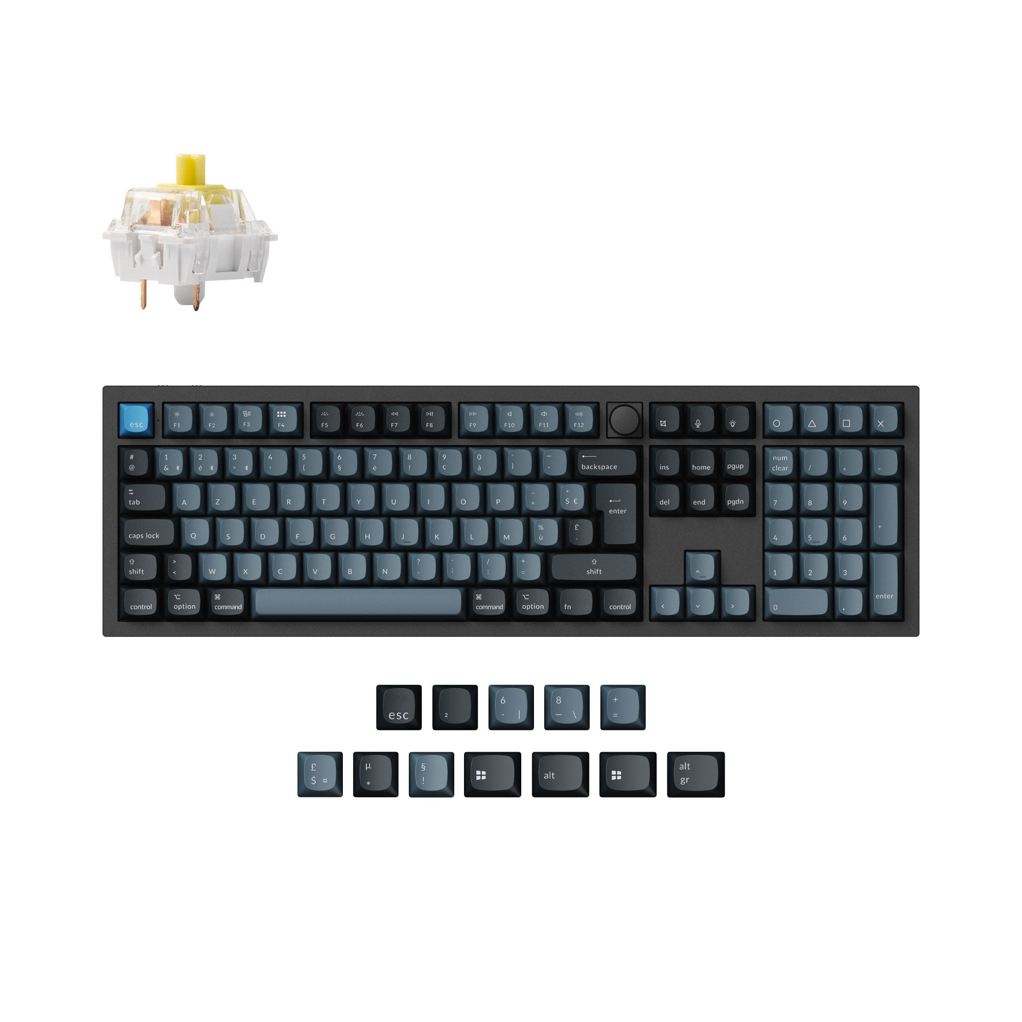 Keychron Q6 Pro QMK/VIA wireless custom mechanical keyboard full-size layout aluminum black for Mac Windows Linux RGB hot-swappable K Pro switch banana ISO French layout