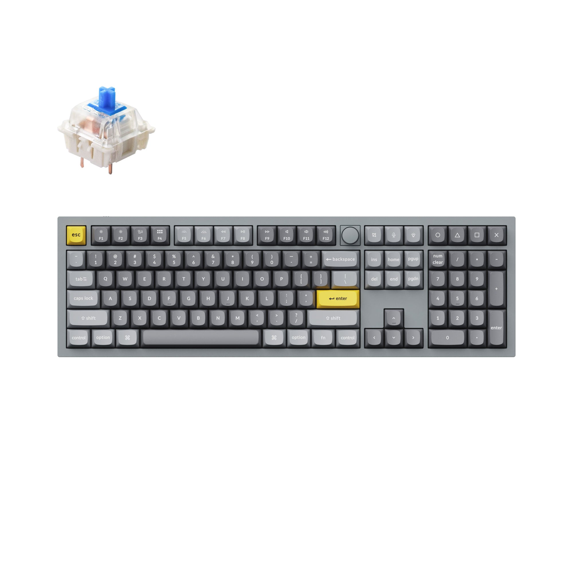 Keychron Q6 QMK VIA custom mechanical keyboard full size 100 percent layout full aluminum grey frame B knob for Mac Windows RGB backlight with hot swappable Gateron G Pro switch blue