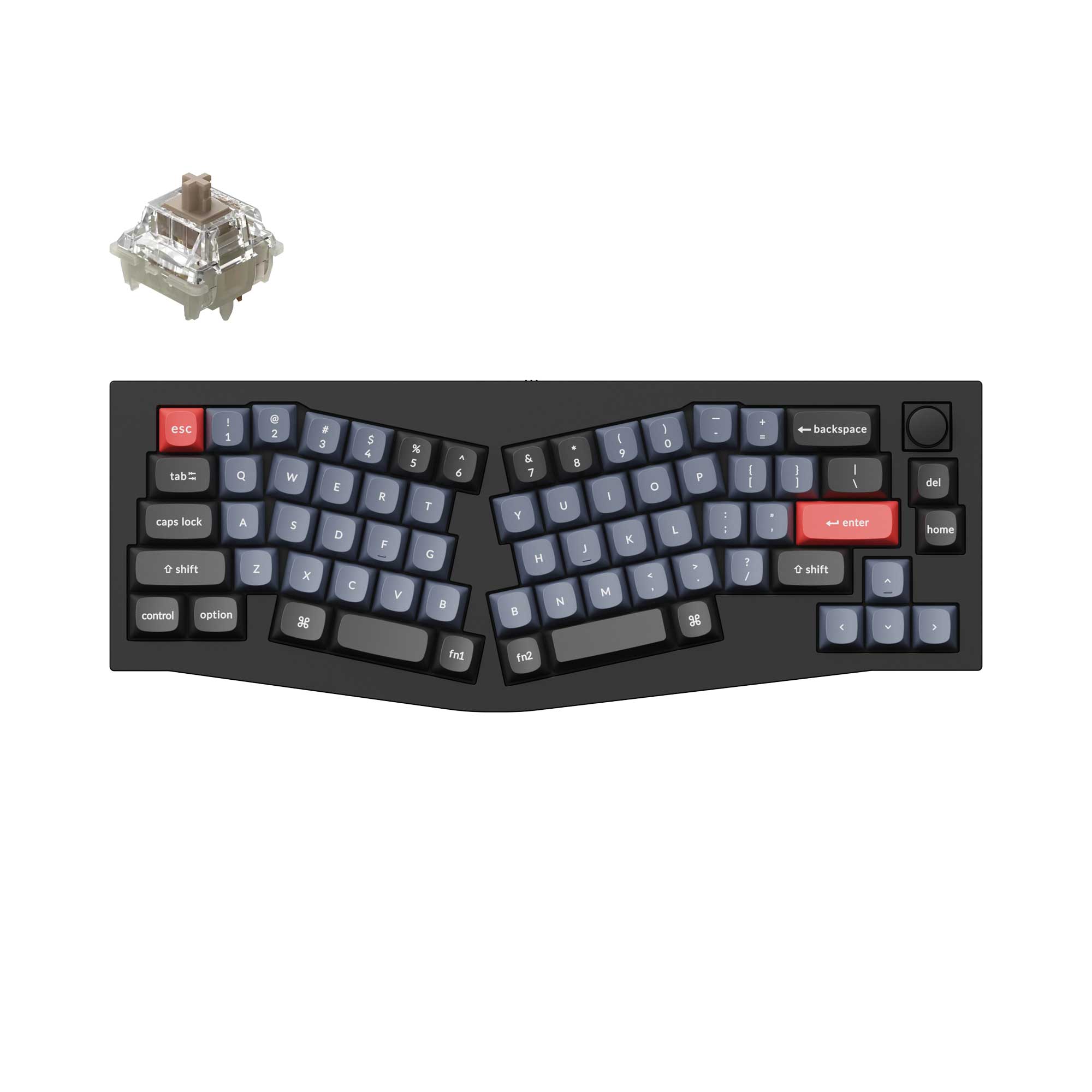 Keychron Q8 QMK/VIA custom mechanical keyboard Alice layout knob version full aluminum black frame for Mac Windows Linux fully assembled Gateron Baby Raccoon linear switch