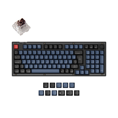 Keychron V5 QMK VIA custom mechanical keyboard 96 percent layout frosted black knob Mac Windows French FR ISO layout hot swappable Keychron K Pro brown