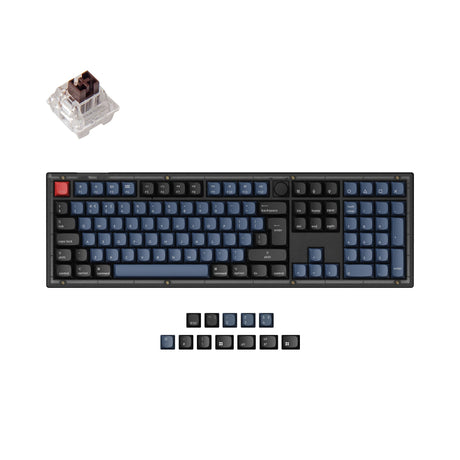 Keychron V6 QMK VIA custom mechanical keyboard 100 percent full size layout frosted black knob Mac Windows Linux hot-swappable Keychron K Pro switch brown ISO UK layout