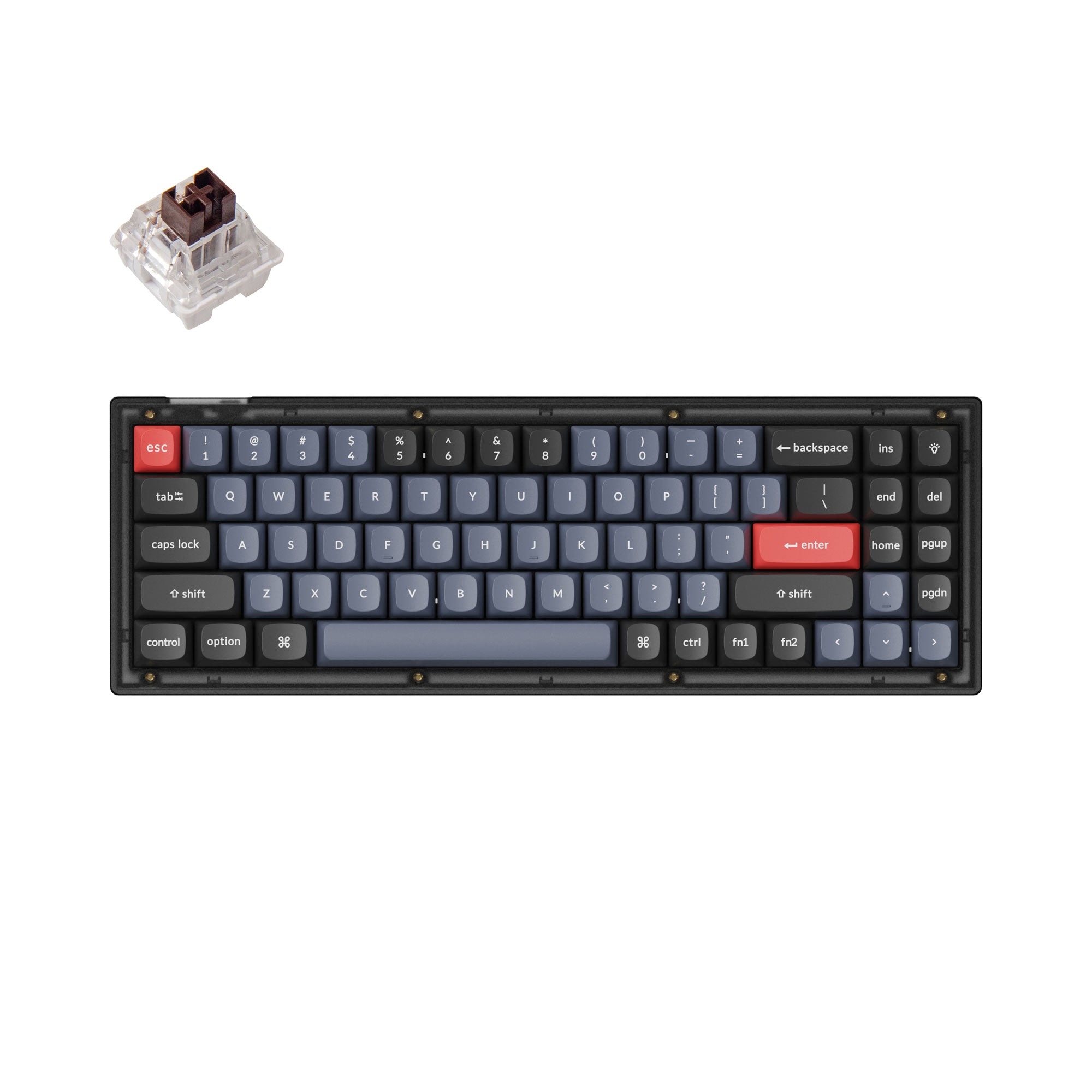 Keychron V7 QMK VIA custom mechanical keyboard 70 percent layout frosted black for Mac Windows Linux RGB backlight with hot swappable Keychron K Pro switch brown