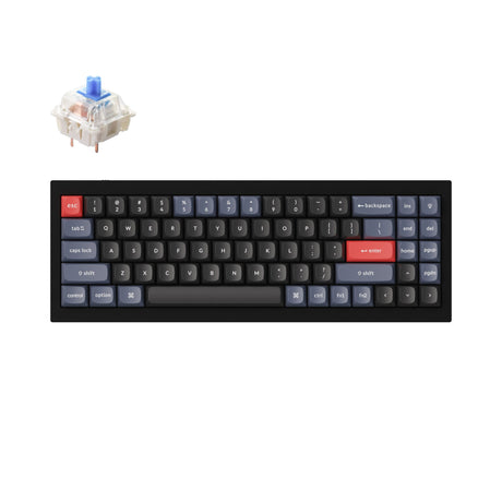 Keychron Q7 QMK/VIA custom mechanical keyboard 70 percent layout full aluminum for Mac Windows Linux fully assembled black frame with Gateron G Pro switch blue