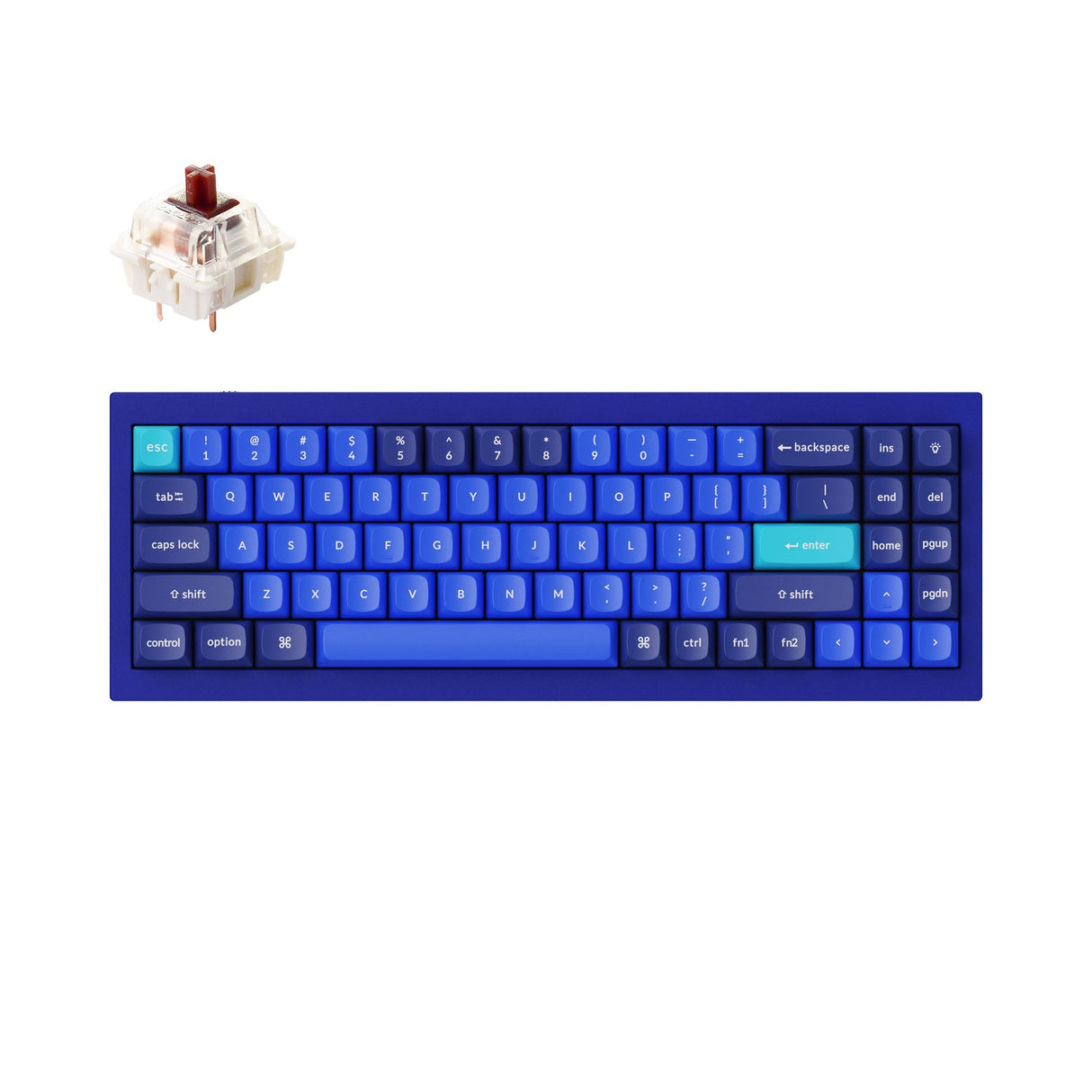 Keychron Q7 QMK/VIA custom mechanical keyboard 70 percent layout full aluminum for Mac Windows Linux fully assembled blue frame with Gateron G Pro switch brown