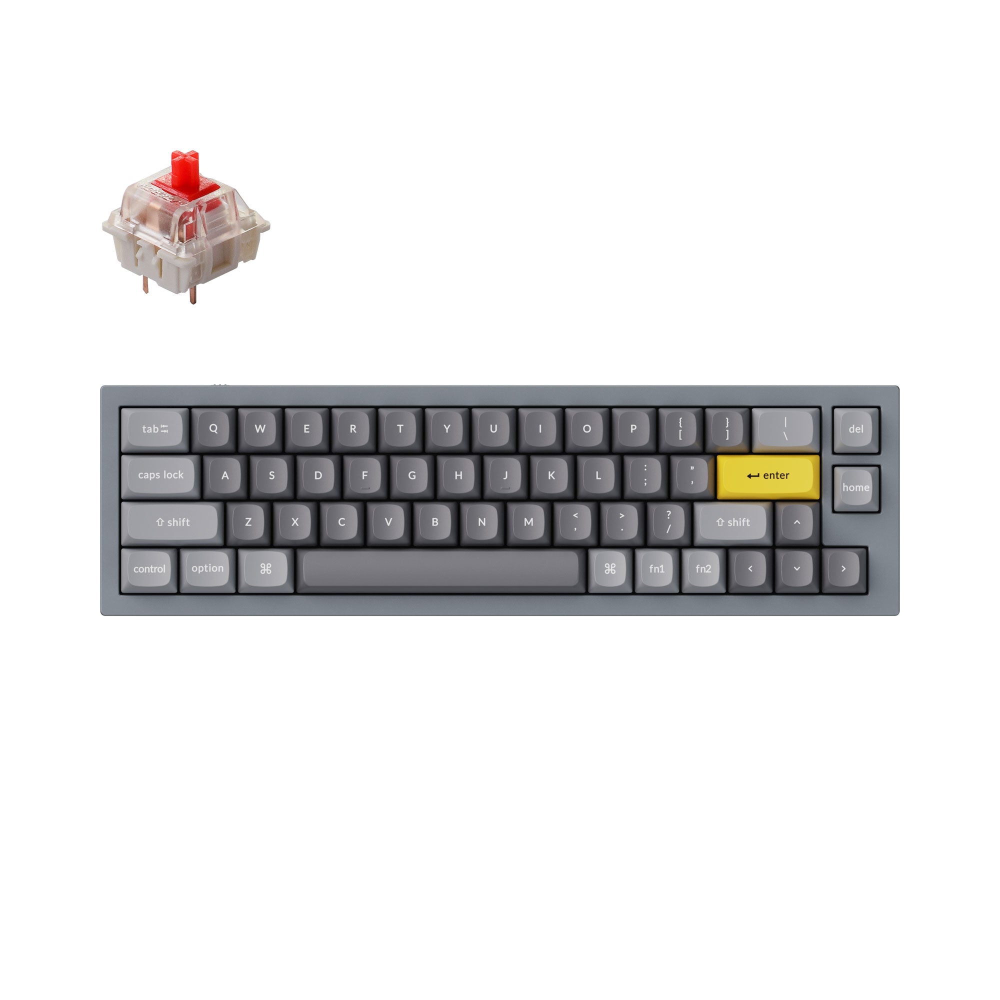 Keychron Q9 QMK/VIA custom mechanical keyboard 40 percent layout full aluminum body for Mac Windows Linux fully assembled grey frame with Gateron G Pro switch red