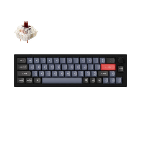 Keychron Q9 QMK/VIA custom mechanical keyboard knob version 40 percent layout full aluminum body for Mac Windows Linux fully assembled black frame with Gateron G Pro switch brown