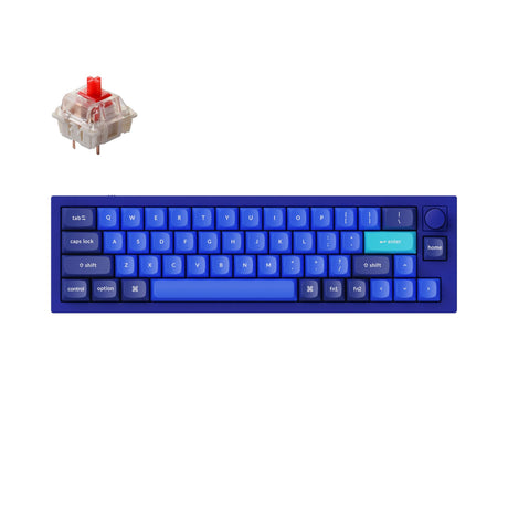 Keychron Q9 QMK/VIA custom mechanical keyboard knob version 40 percent layout full aluminum body for Mac Windows Linux fully assembled blue frame with Gateron G Pro switch red