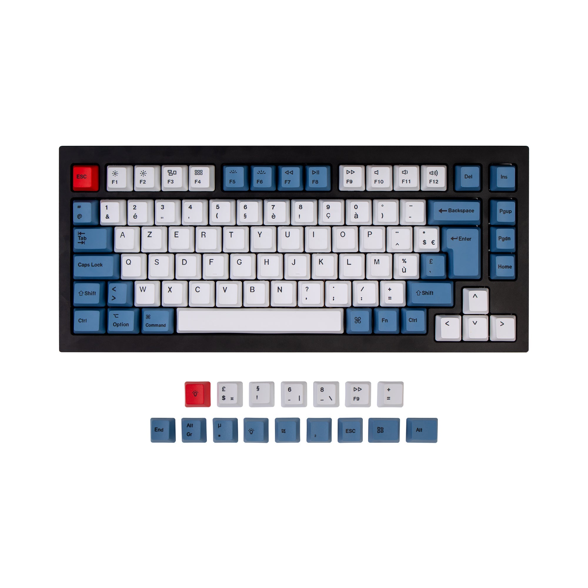 ISO Q1 & Q1 Pro & V1 & K2 & K2 Pro OEM Dye-Sub PBT Keycap Set - Blå