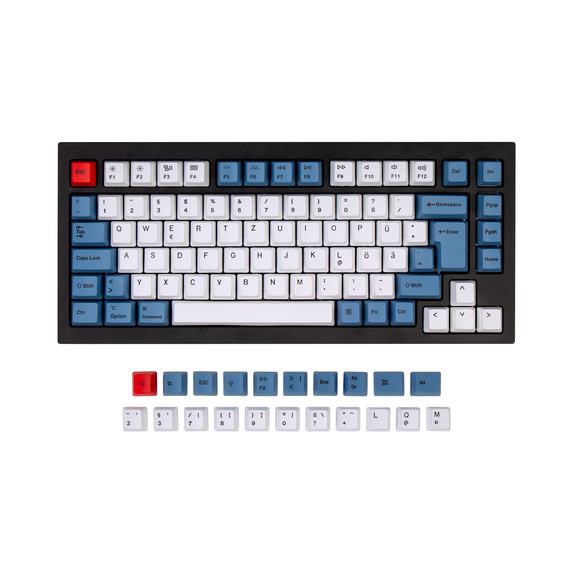 ISO Q1 & Q1 Pro & V1 & K2 & K2 Pro OEM Dye-Sub PBT Keycap Set - Blue