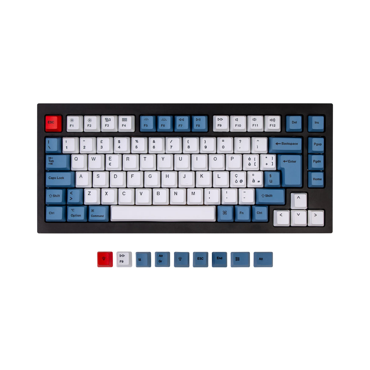 ISO Q1 & Q1 Pro & V1 & K2 & K2 Pro OEM Dye-Sub PBT Keycap Set - Blå