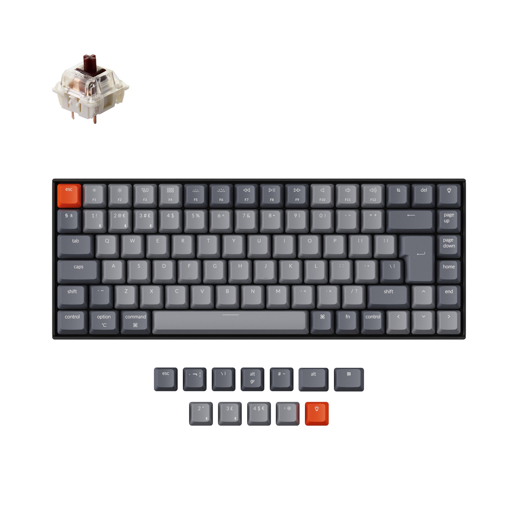 keychron k2 uk iso wireless mechanical keyboard gateron brown switch for mac windows rgb white backlight