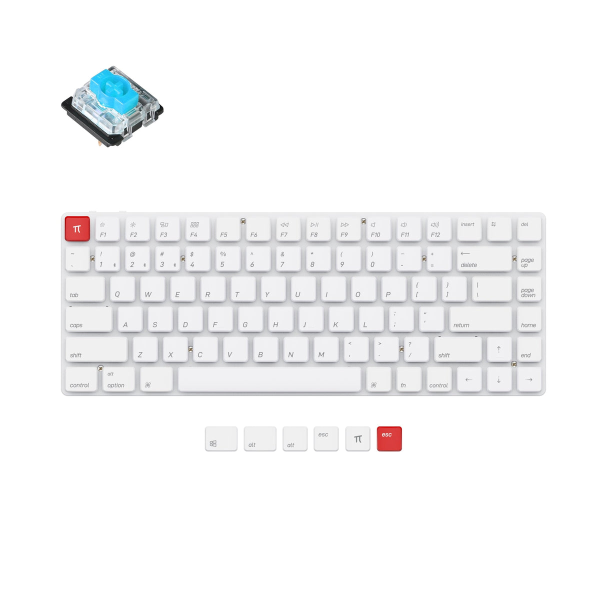 keychron k3 non backlight ultra slim wireless mechanical keyboard π edition low profile gateron mechanical switch blue for mac windows